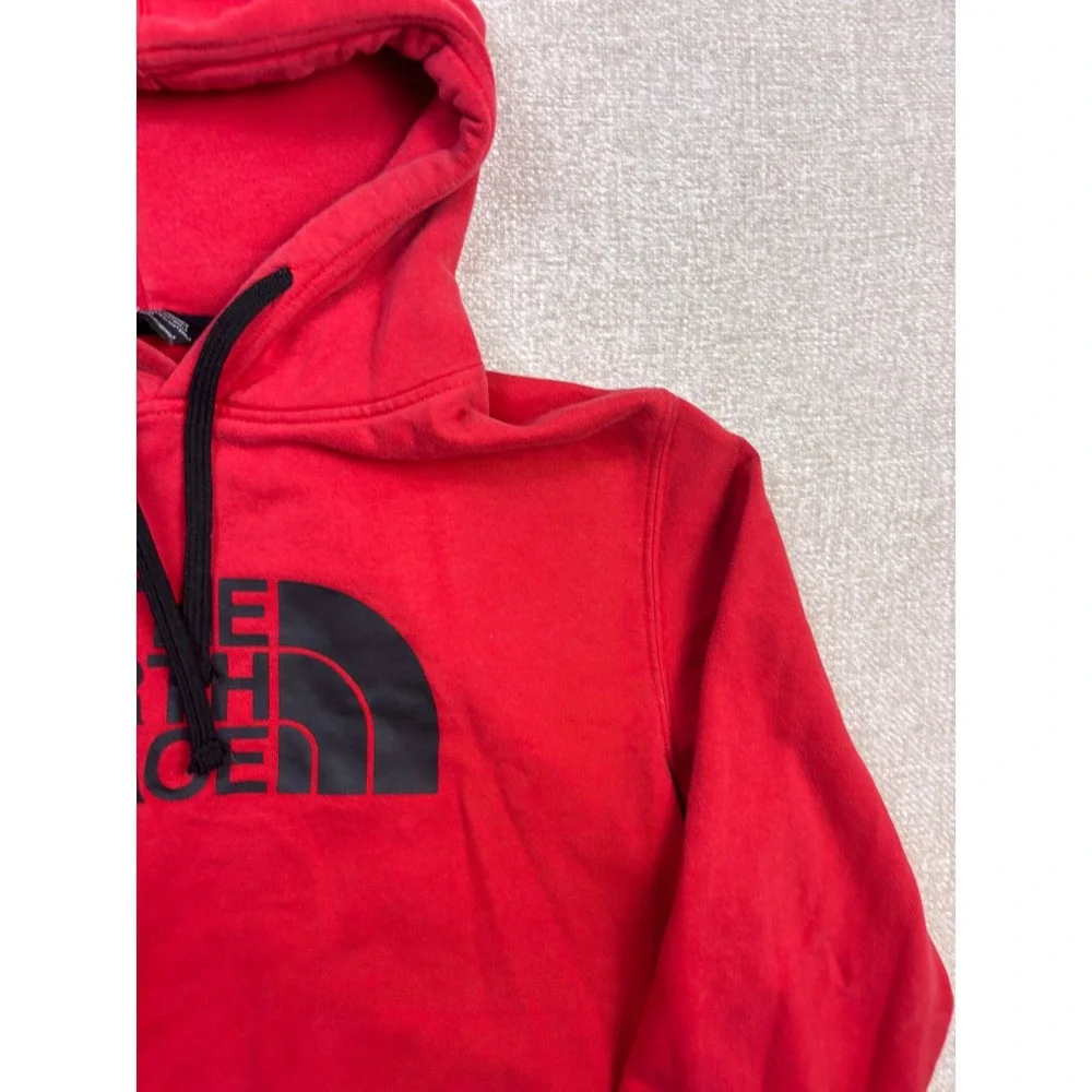The North Face Mens Half Dome Pullover Hoodie Red Black Logo Size Large 3201